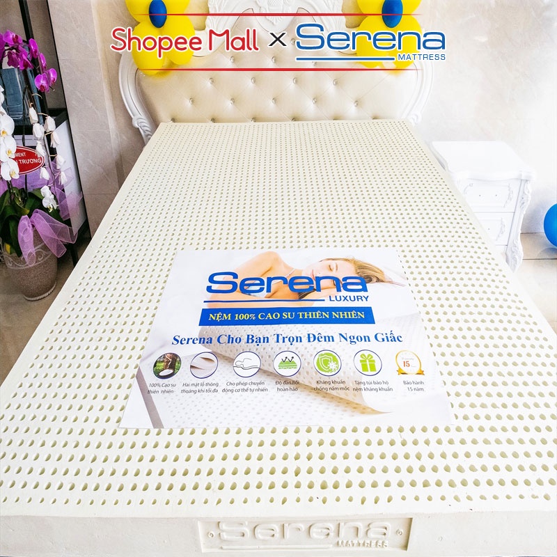 Nệm Cao Su Non Mỏng Luxury Thiên Nhiên SERENA Cao Cấp Đệm Nệm Cao Su Tự Nhiên Dày 5cm 10cm Nằm Ngủ Chính Hãng