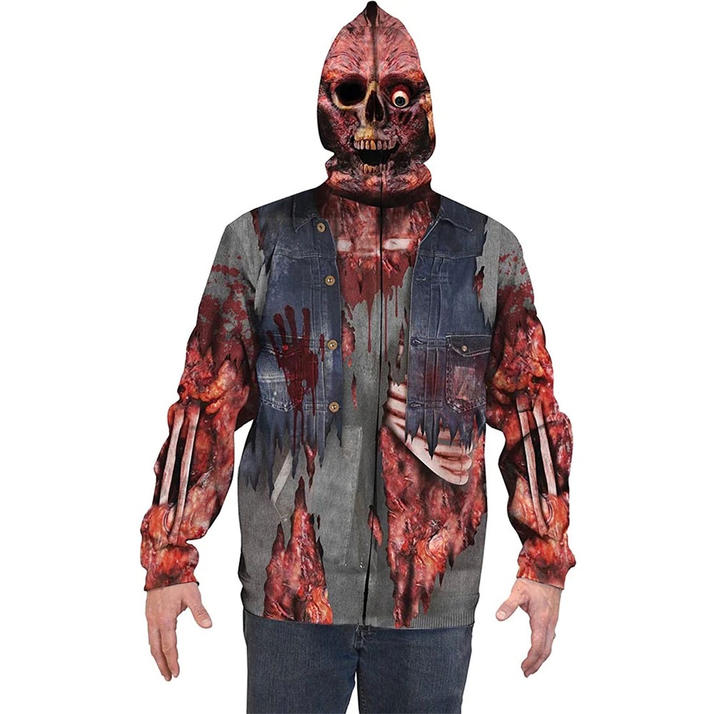 Áo Khoác Hoodie Có Khóa Kéo In Họa Tiết Kinh Dị Halloween 3D Thời Trang Cho Nam Và Nữ