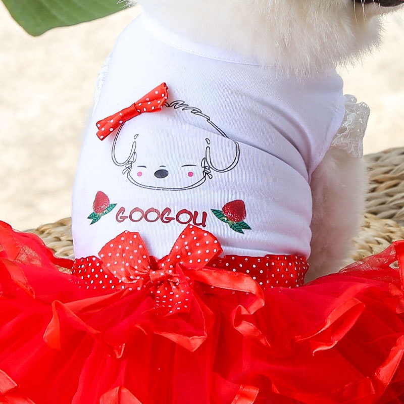 Đầm Lông Xù In Họa Tiết Hoạt Hình Thắt Nơ Thời Trang Xuân Hè Dành Cho Thú Cưng