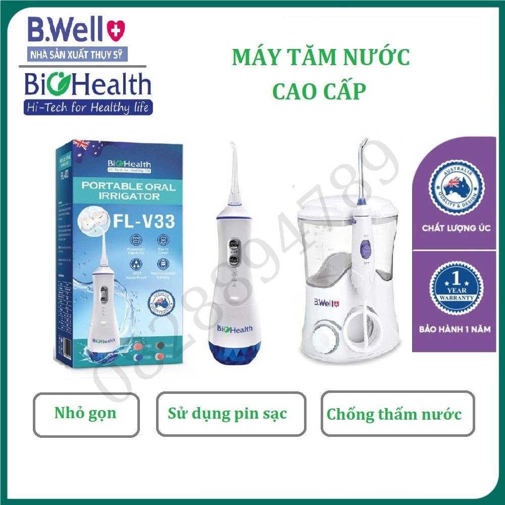 Máy Tăm Nước Biohealth & tăm nước B-Well giúp vệ sinh răng miệng sạch sẽ kể cả răng niềng hàng nhập khẩu chính hãng