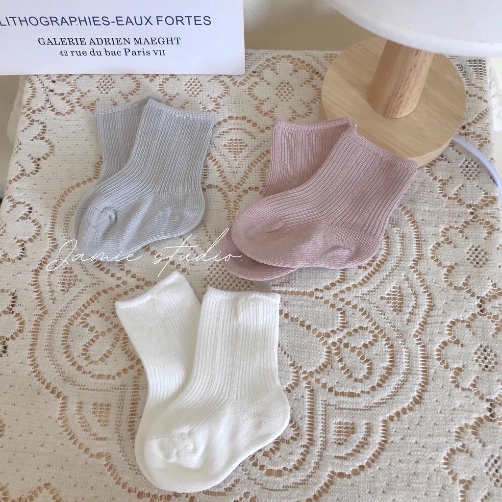 Set 3 đôi tất bằng cotton nhiều màu sắc thời trang thu đông cho bé sơ sinh