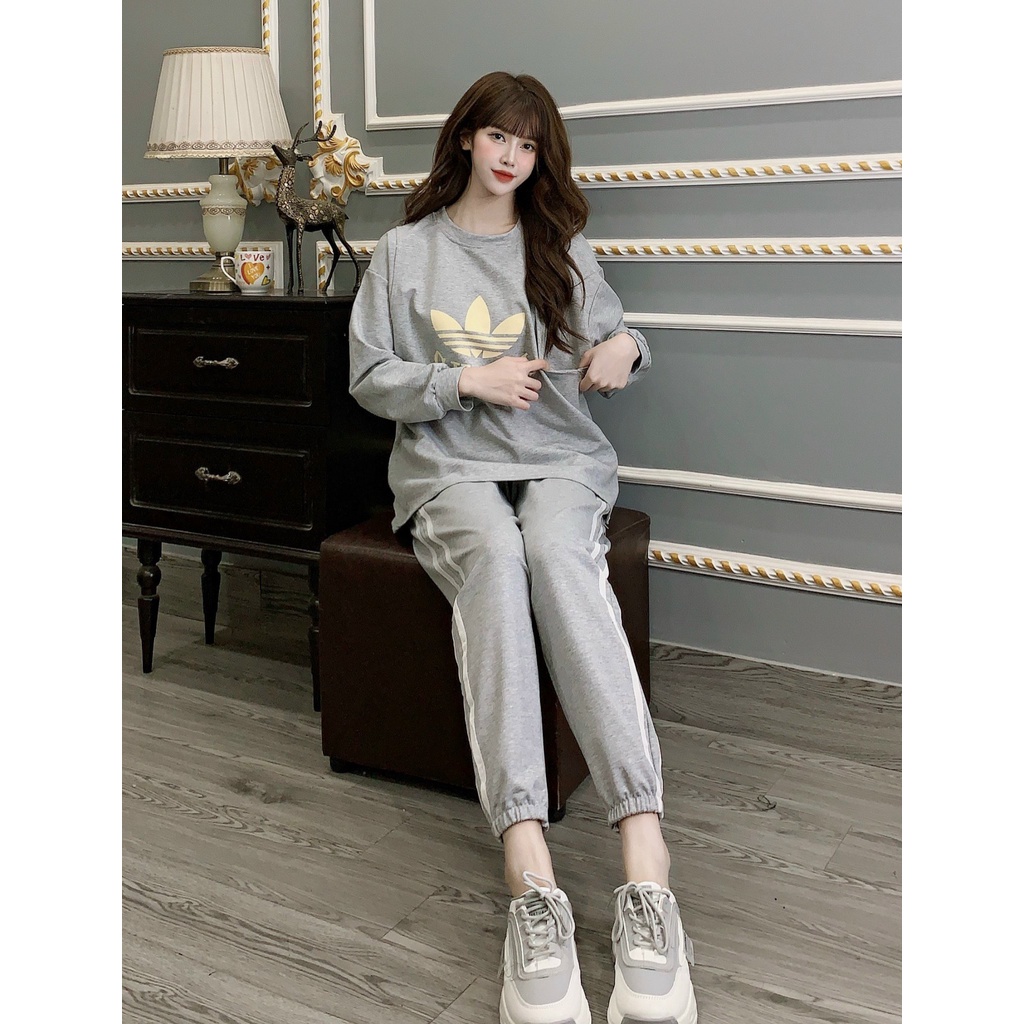 Bộ đồ bầu dài tay thu đông với chất liệu da cá cao cấp có phần vén cho con bú tiện lợi BD954