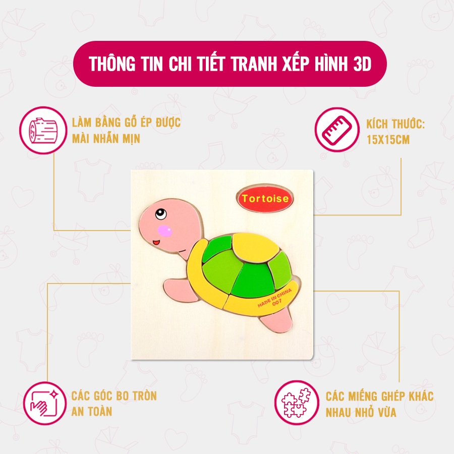 [Quà Tặng] Tranh ghép 3D con rùa Mamamy