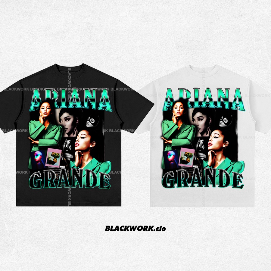 Áo Thun Ariana Grande Tay Lỡ Unisex - Đen/Trắng Cổ Tròn | Blackwork