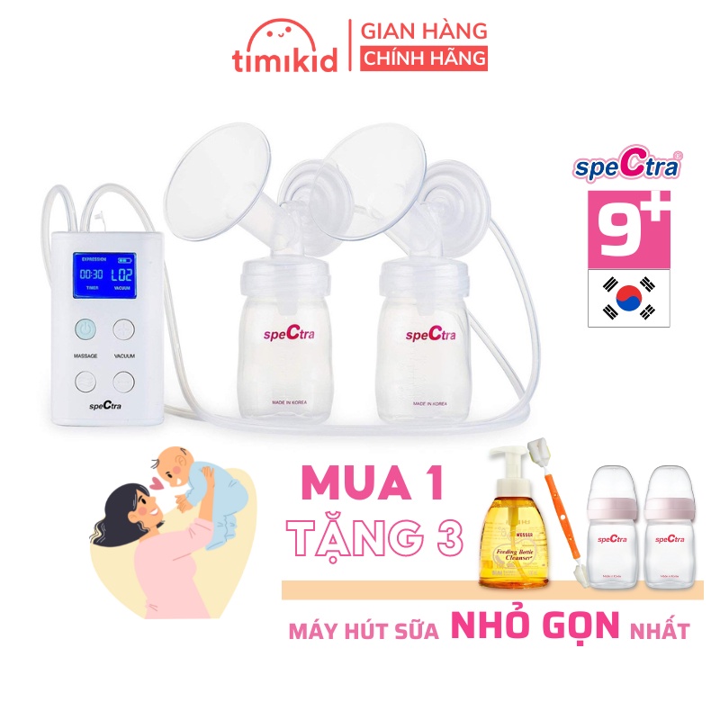 Máy Hút Sữa Điện Đôi Spectra 9 Plus Nhỏ Gọn, Tích Điện - Chính Hãng Hàn Quốc, Bảo Hành 2 Năm - Timikid