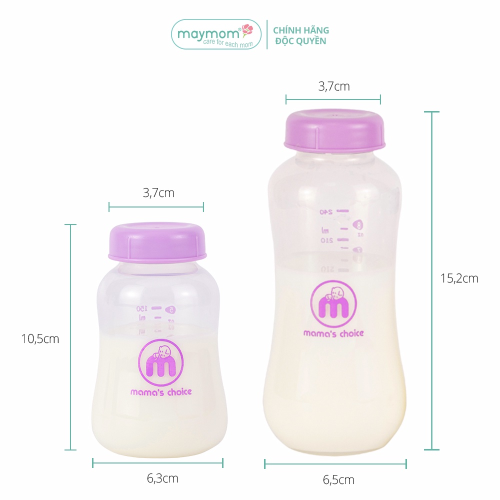 Bình Trữ Sữa Cổ Hẹp Tương Thích Máy Hút Sữa Medela, Unimom, Ameda – Bình Đựng Sữa Mama's Choice Dung Tích 150ml - 240ml