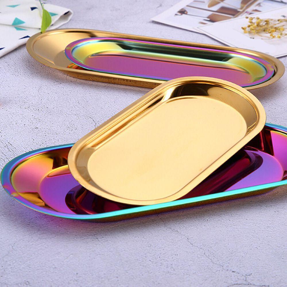 Khay Đựng Thức Ăn Tráng Gương Bằng Kim Loại Nhiều Màu Sắc