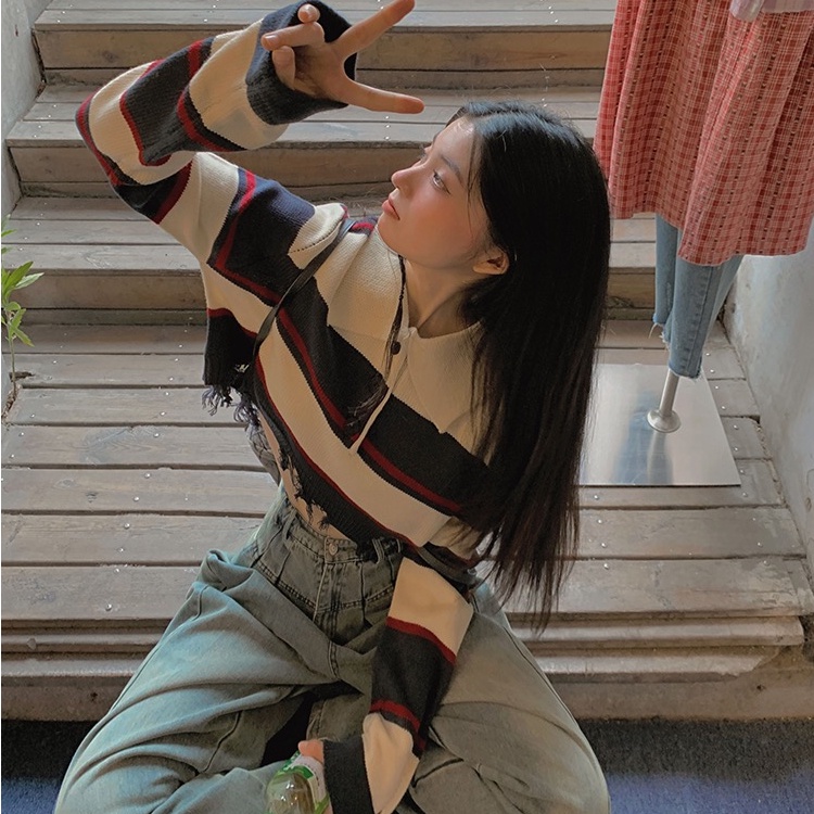 Áo lửng SUXI dài tay cổ bẻ dáng rộng thời trang Hàn Quốc dành cho nữ