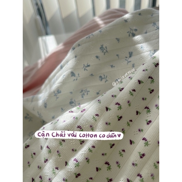 Obiloveyouu - Áo knit dài tay hoa nhí Brandy cổ nút