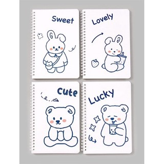 Sổ gáy lò xo a5 thỏ, gấu trắng