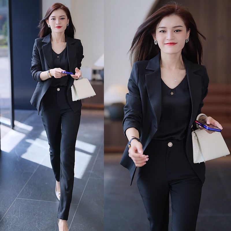 Tops Set~Temperament Career 2023 New High and Thin Suit Coat Straight Trouser Two Piece Women's Set