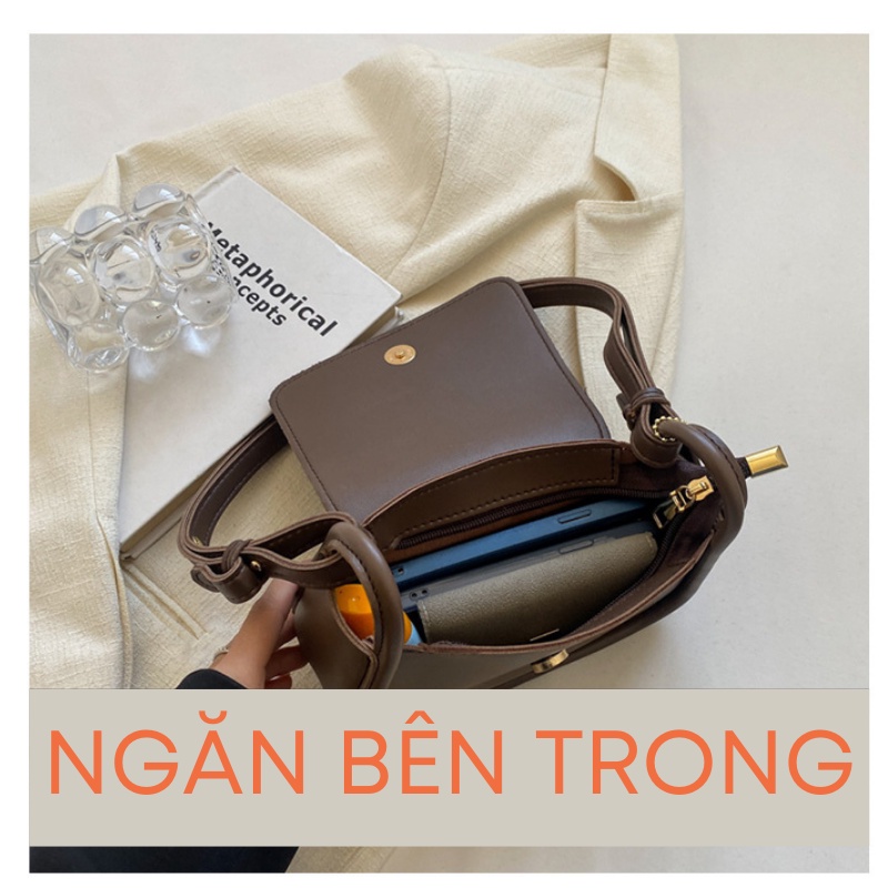 Túi xách nữ đeo chéo mini đẹp đeo vai kẹp nách du lịch đi chơi công sở da PU Size 20cm ROSASO TX94