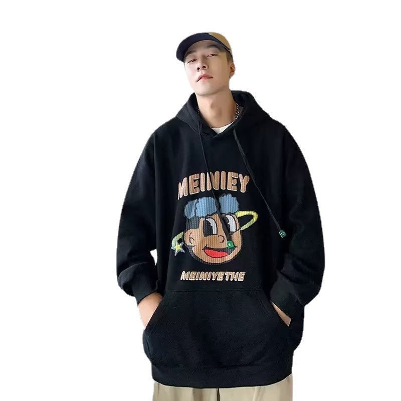 Áo Hoodie Dáng Rộng In Chữ Phong Cách Hiphop Đường Phố Hàn Quốc