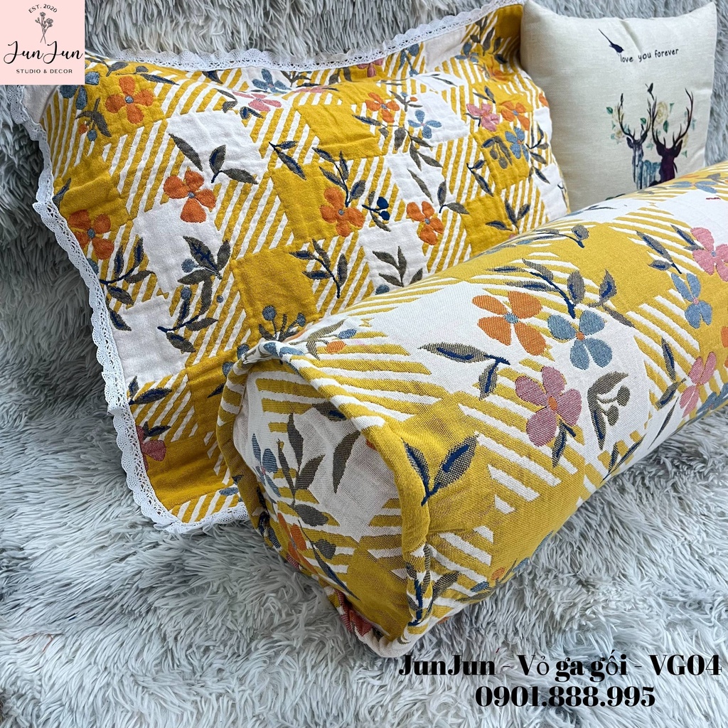 [SALES SỐC]V4_Vỏ gối ôm vải Xô Cotton Organic cao cấp có khoá kéo