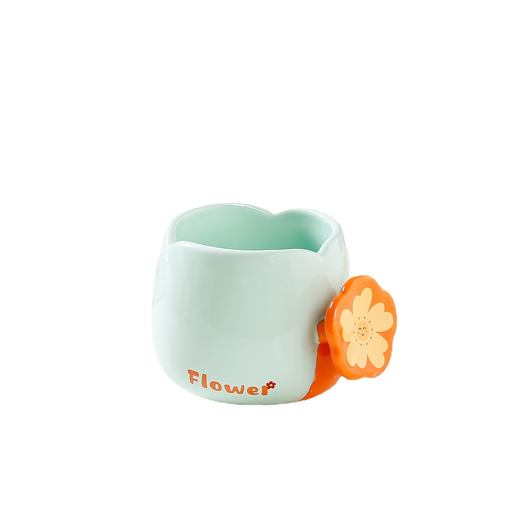 Cốc Uống Nước Bằng Gốm Sứ Cao Cấp Họa Tiết Hoa Sáng Tạo