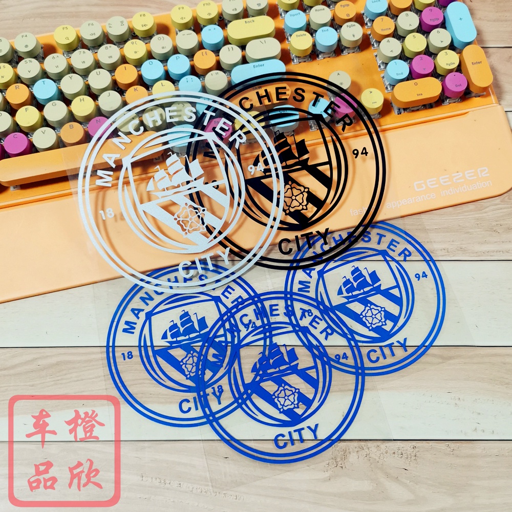 Miếng Dán Phản Quang Laser Trang Trí Nắp Bình Xăng Xe Hơi Hình Manchester City FC
