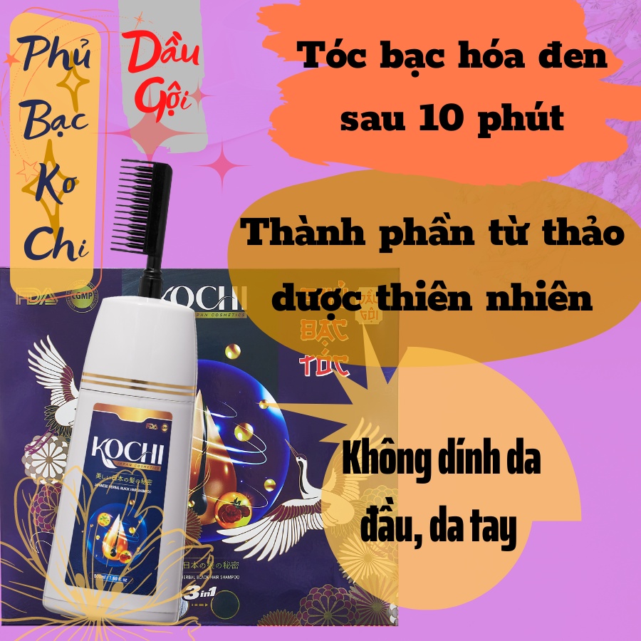 Dầu gội phủ bạc Kochi , dầu gội bạc tóc, dầu xả, tinh dầu mọc tóc 100% thiên nhiên