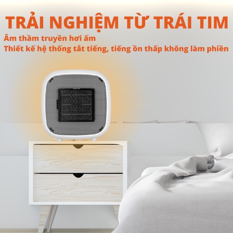 Máy sưởi mini để bàn , máy sưởi gốm ceramic PTC làm ấm không khí công suất 800W