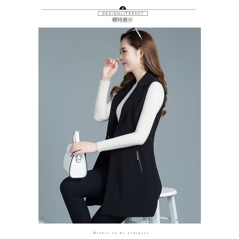 Áo Khoác Vest Không Tay Dáng Ôm Có Khóa Kéo Thời Trang Xuân Thu 2022 Phong Cách Hàn Quốc Cho Nữ