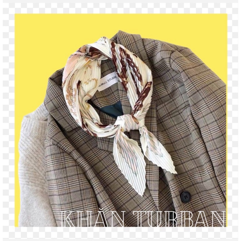 Khăn lụa xếp li size 35x99cm choàng cổ thanh lịch sang trọng