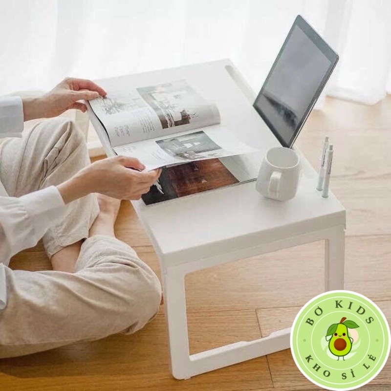 BÀN CHỮ NHẬT CHÂN GẤP 1833, BÀN HỌC NHỰA CHÂN GẤP NHỰA VIỆT NHẬT CÓ KHE ĐỂ Ipad , điện thoại