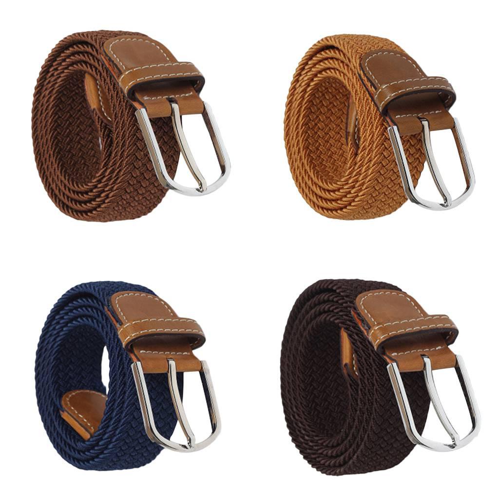 Dây Thắt Lưng Canvas Dệt Kim Co Giãn Khóa Hợp Kim Unisex