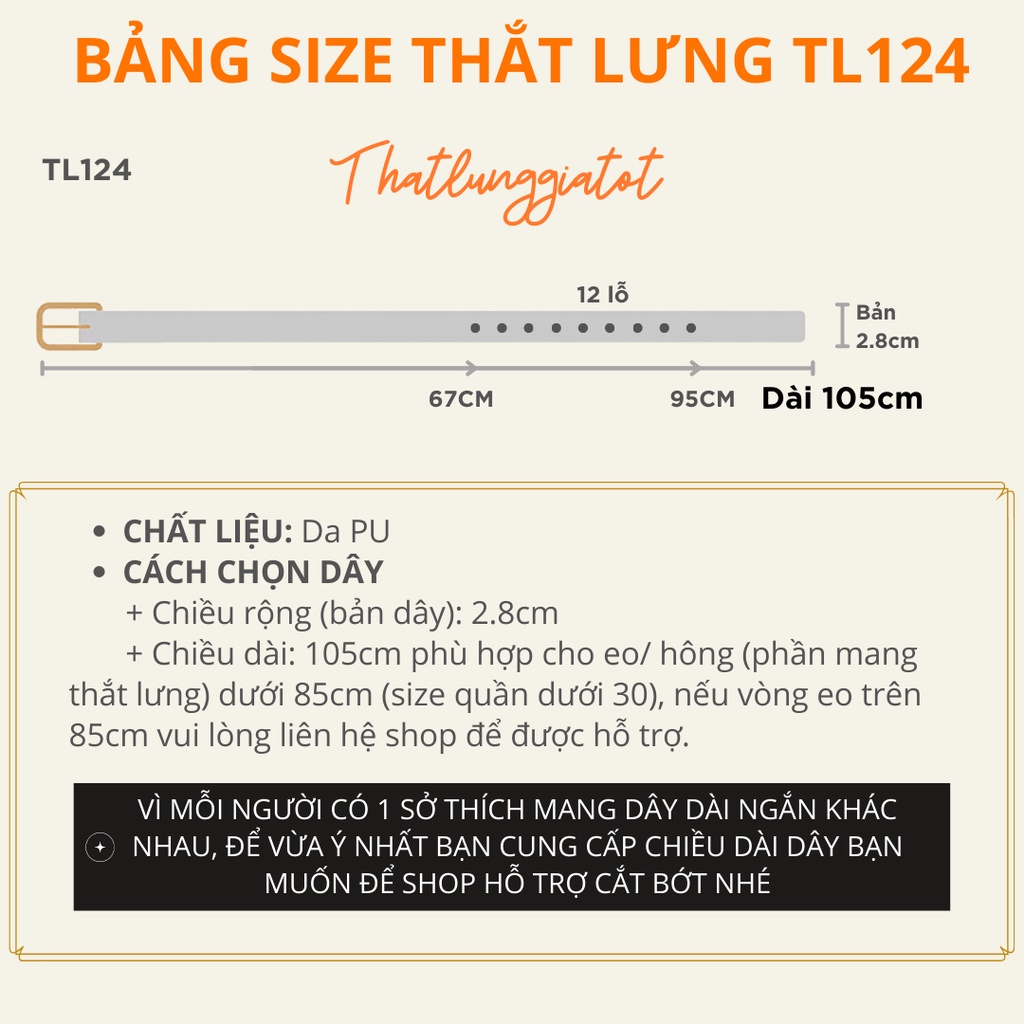 Thắt Lưng Vuông Unisex mặt đen đơn giản 2.8cm (Hỗ trợ cắt, bấm lỗ dây nịt) TL124 - Thắt Lưng Giá Tốt