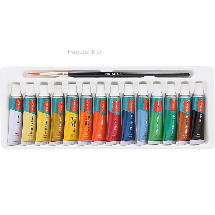 Hộp 12 Tuýp nhôm Màu Nước 5 ml, tặng kèm 1 cọ tô màu cao cấp - Nataraj 404486