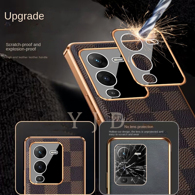 Ốp Điện Thoại TPU Lưng Da Màu Trơn Chống Sốc Cho Vivo V25 Pro 5G