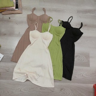 Đầm xốp nữ hai dây có mút ngực sẵn