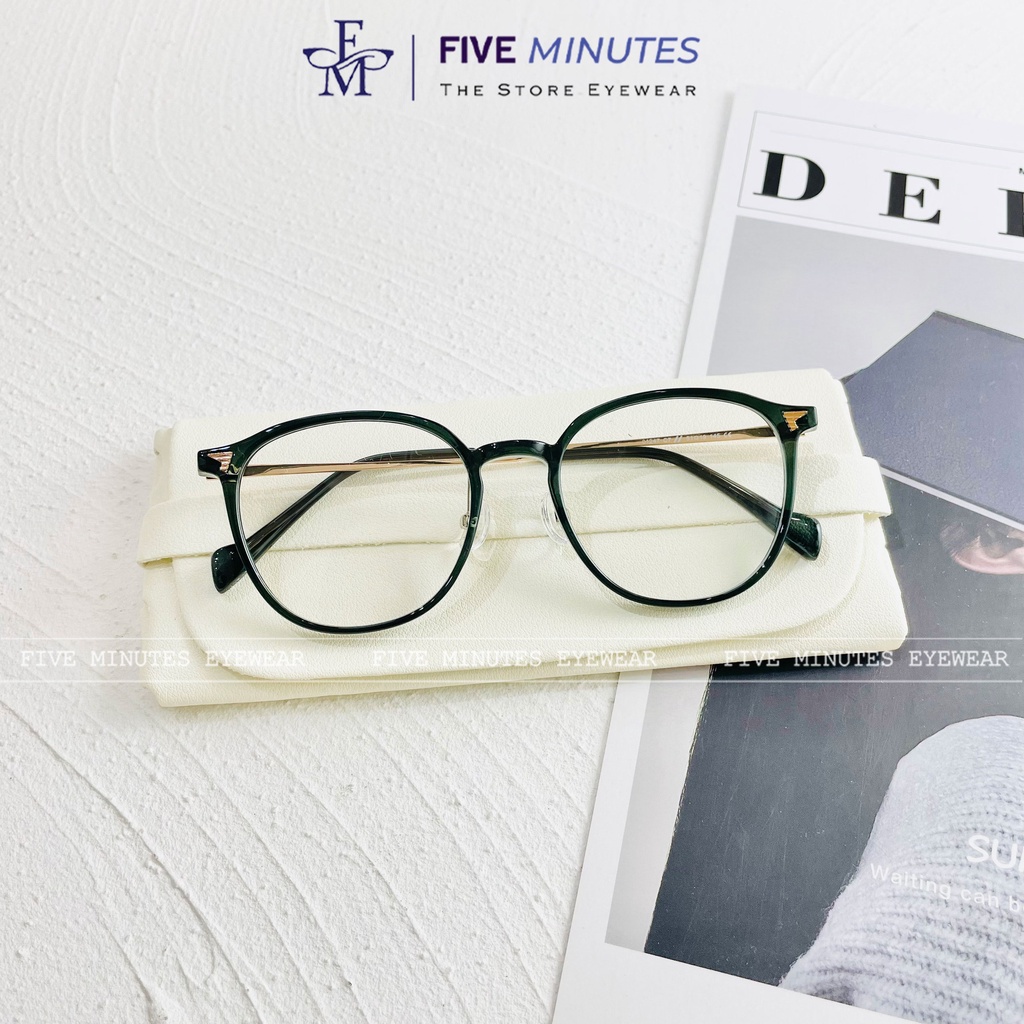 Gọng kính nam nữ, form tròn nhựa dẻo càng kính kim loại mảnh 01247 Siêu hot 2023