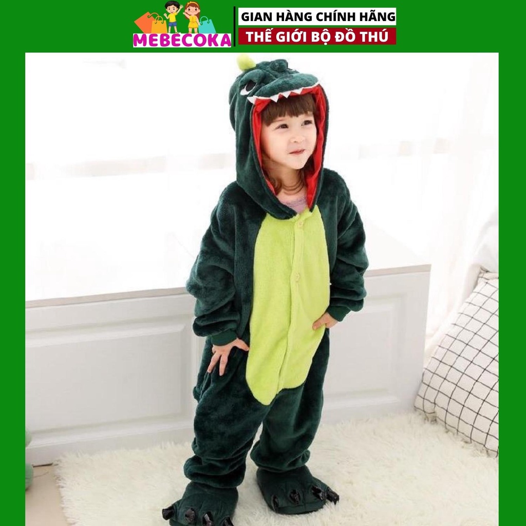 Bộ đồ hình thú KHỦNG LONG XANH cho bé ,bộ đồ liền thân cho bé trai bé gái loại CAO CẤP (mebecoka 3)