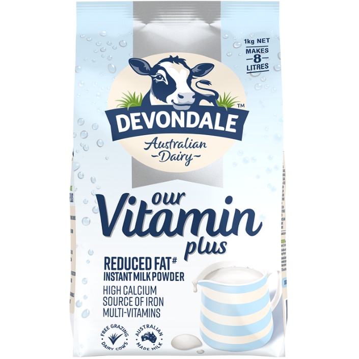 Sữa tươi dạng bột nguyên kem devondale vitamin plus 1kg thêm 14 loại vitamin a2 cho bé phát triển toàn diện Healthy care