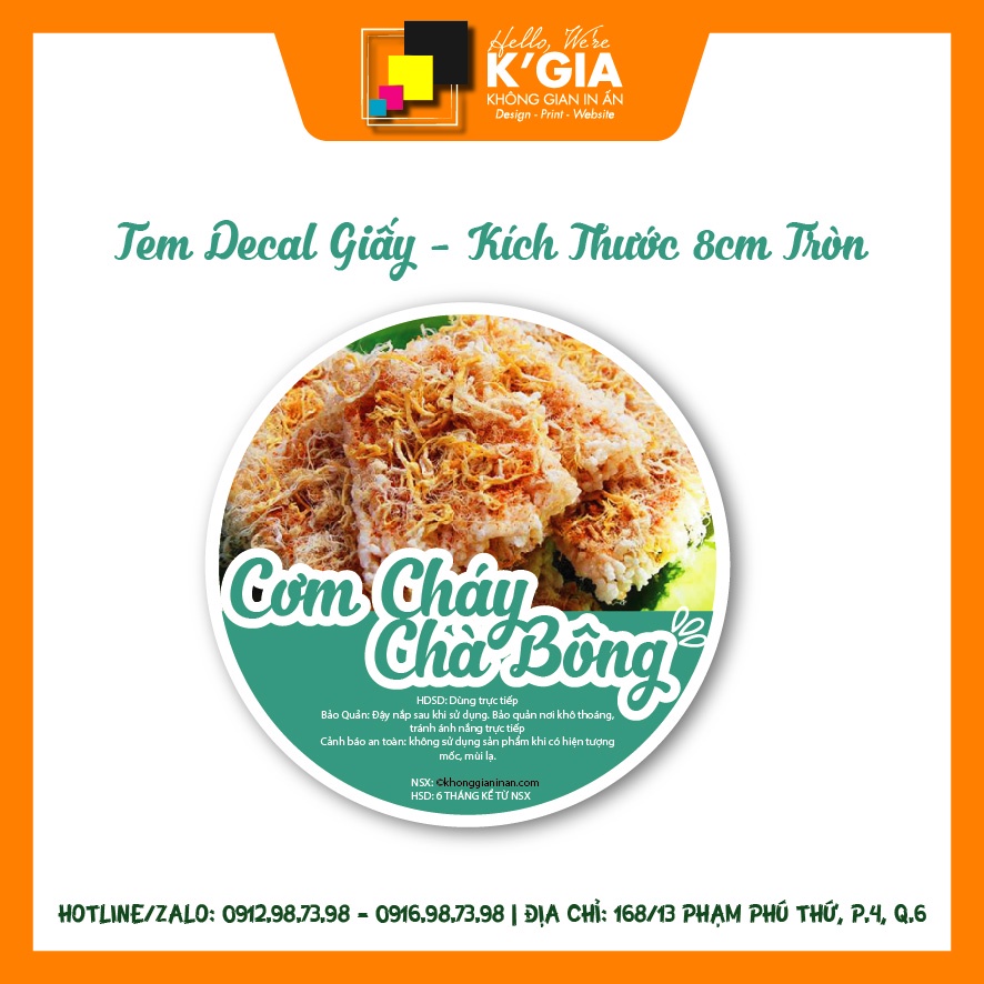 15 Tem Dán, Nhãn Dán CƠM CHÁY CHÀ BÔNG - Các Loại Hạt - Bánh Kẹo - Ăn Vặt - Mứt Tết thiết kế độc quyền bởi khonggianinan