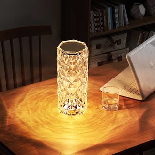 Đèn ngủ để bàn, đèn pha lê cảm ứng chạm, ánh sáng led 16 màu