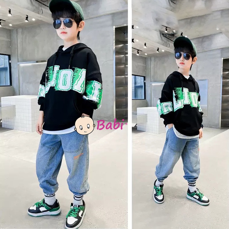 Áo Hoodies dài tay Hàn Quốc in chữ cho bé trai, Áo Babi tay dài thu đông cotton cao cấp thời trang từ size đại 20kg-55kg