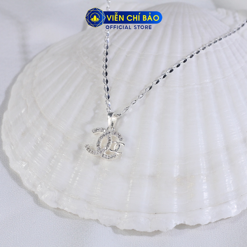 Dây chuyền bạc nữ mặt cc đôi chất liệu bạc 925 thời trang phụ kiện trang sức Viễn Chí Bảo D400619