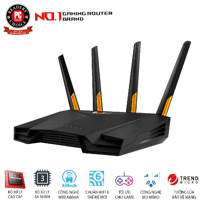 Bộ phát wifi ASUS GAMING TUF-AX5400/ TUF-AX3000, Wifi 6 băng tần kép, Wifi AiMesh, Chính hãng - Bảo hành 36 tháng