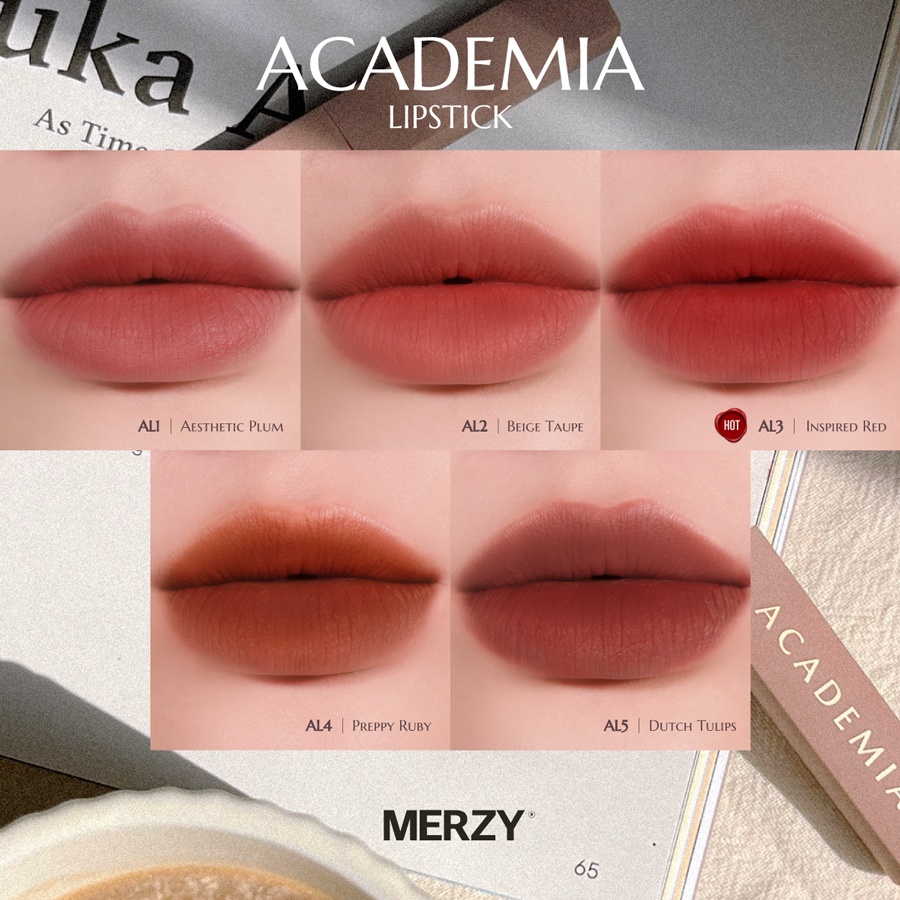 Son thỏi lì, mịn nhẹ, hiệu ứng sương mờ Merzy Academia Cotton Lipstick 1.8g