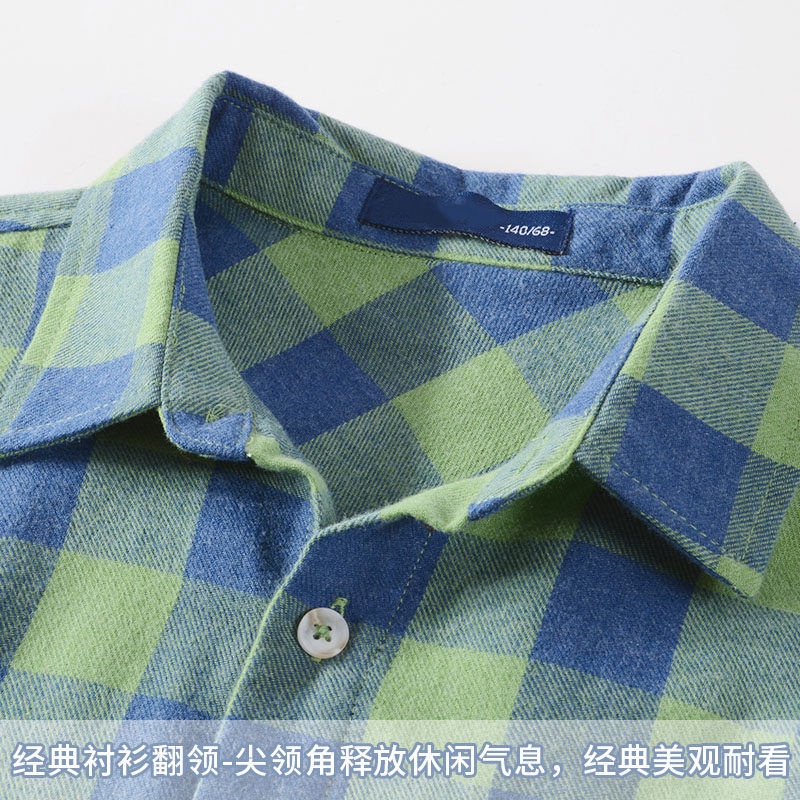 Áo Sơ Mi Cotton Tay Dài Họa Tiết Caro Thời Trang Xuân Thu Cho Bé Trai
