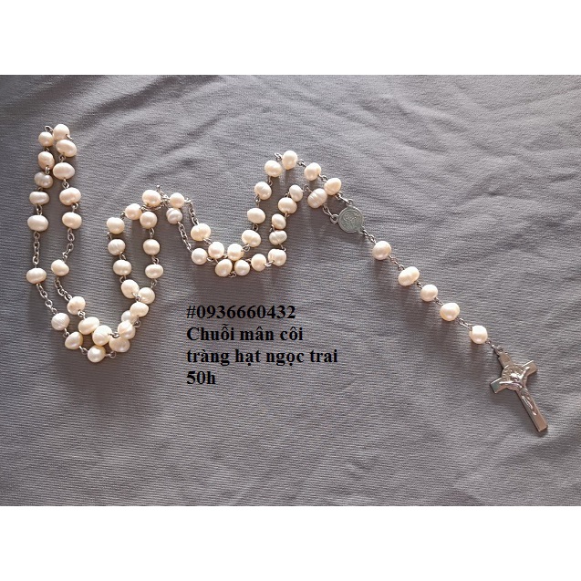 CHUỖI TRÀNG HẠT MÂN CÔI DÂY DÀI 50 HẠT HẠT N.TRAI, THÁNH GIÁ INOX BENEDICTO QUÀ TẶNG CÔNG GIÁO Ý NGHĨA