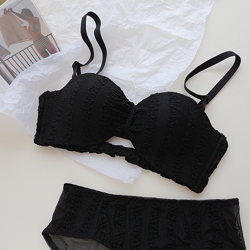 Set ren bra backless dress non-slip strapless women bra set comfort wire free lingerie push up female bralette underwear