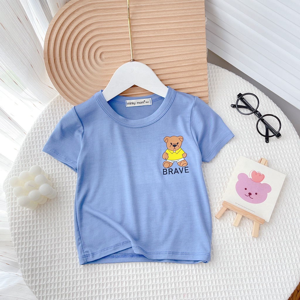 Áo Thun Cho Bé Gái Bé Trai  MINKY MOM Đủ Màu Đủ Size, Áo Cộc Tay Chất Thun Lạnh Mềm Mịn Thoáng Mát AOGAU1