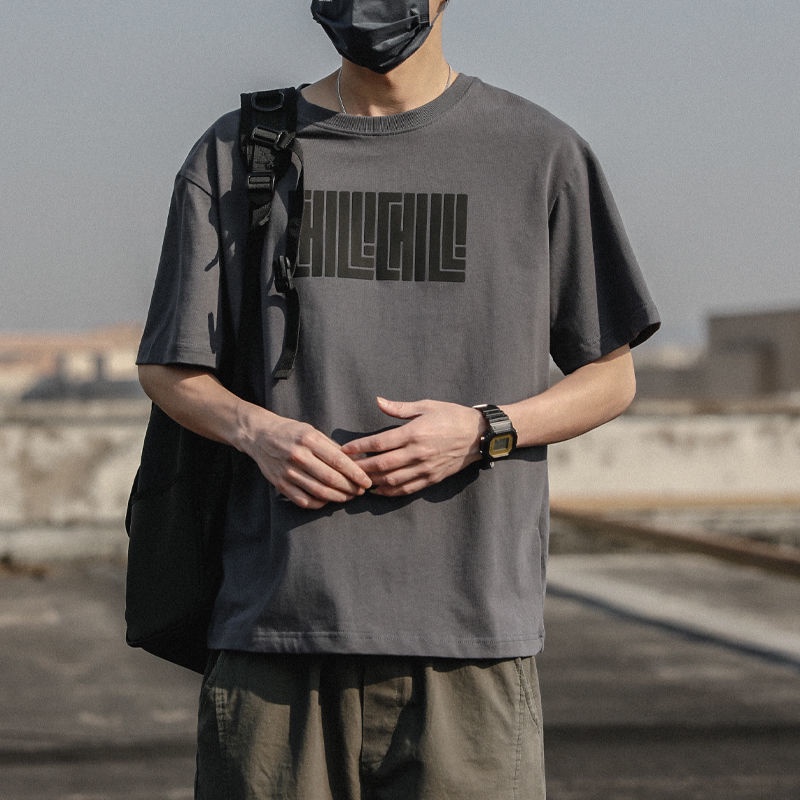 Áo Thun Tay Ngắn Dáng Rộng Vải Cotton In Họa Tiết Kiểu Retro Nhật Bản Cá Tính Cho Nam