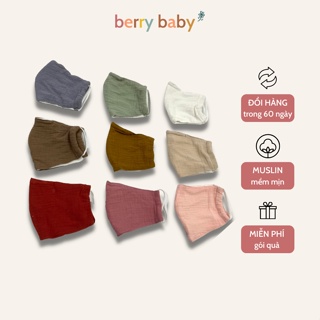 Khẩu trang vải cho bé BERRY nhiều màu vải xô muslin mềm mịn