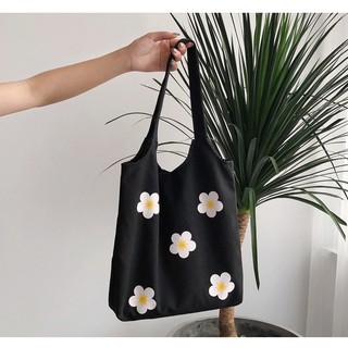 Túi tote vải in hoa 3 màu ulzzang