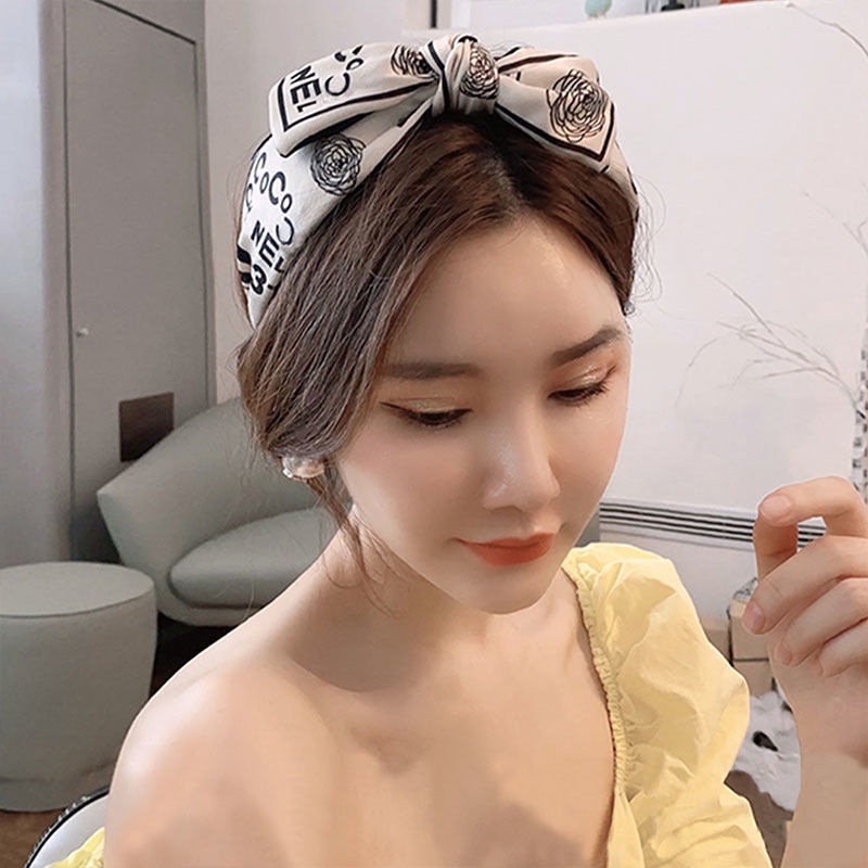 Băng Đô Bản Rộng In Họa Tiết Vintage Thời Trang Hàn Quốc