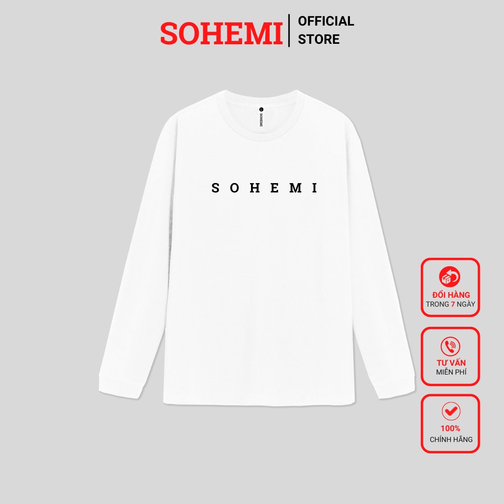 Áo thun nam DÀI TAY ATD03 in logo SOHEMI giữa Cotton Compact Premium chống nhăn thương hiệu SOHEMI