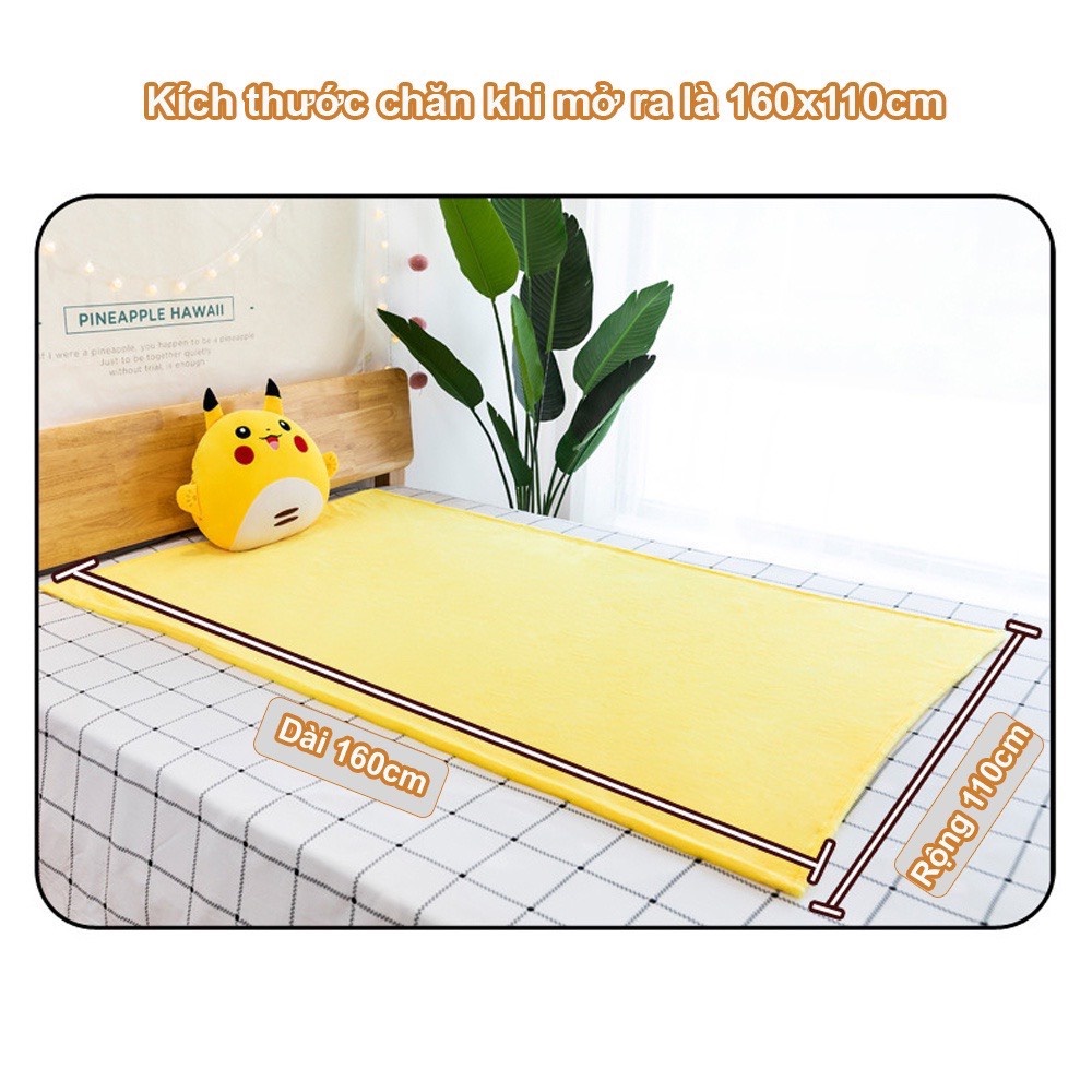 [Mã BMTTC60 giảm đến 60K đơn 50K] Bộ Chăn Gối Văn Phòng Hizun Tiện Lợi 3in1 PIKACHU