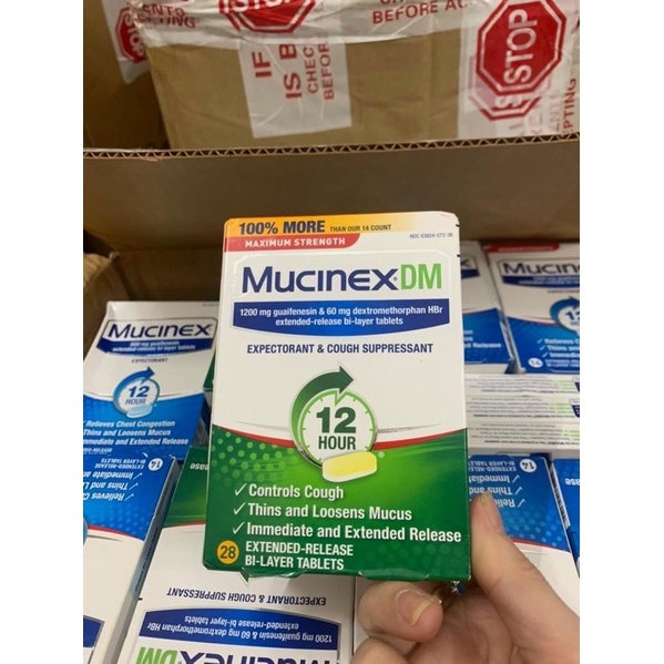 VIÊN UỐNG GIẢM HO LONG ĐỜM MUCINEX DM MAXIMUM STRENGTH 20 vien